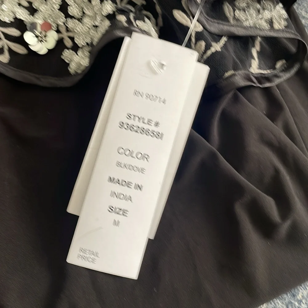 NWT - MSK Black illusion off shoulder evening dress. Size: medium. - Picture 7 of 8